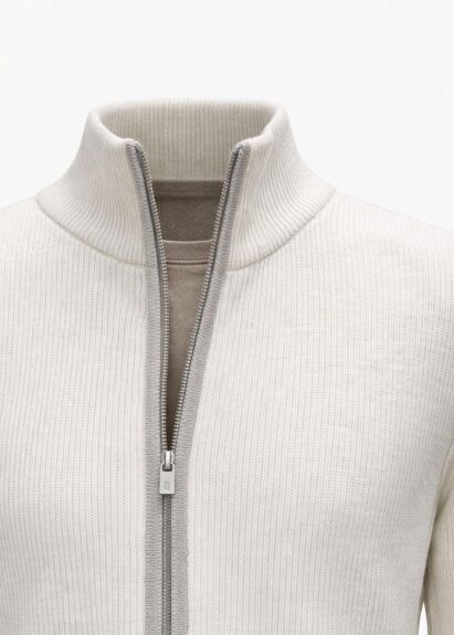 Off-White Stand Collar Zip-Up Cashmere Cardigan - 2