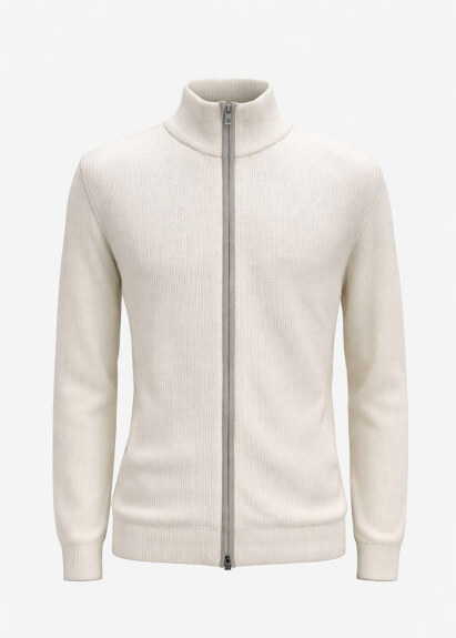 Off-White Stand Collar Zip-Up Cashmere Cardigan - 3