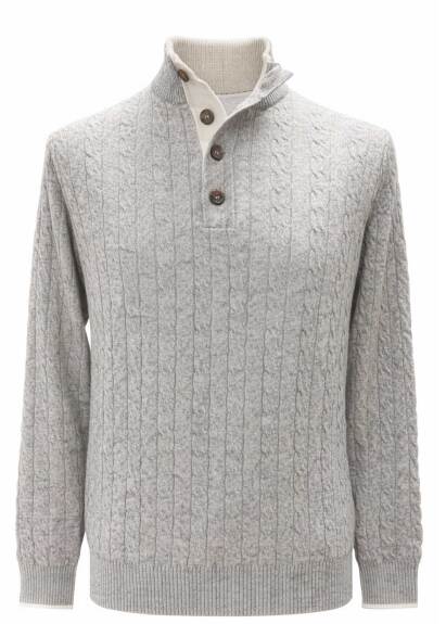 Gray Color Half-Button Cashmere Sweater - Boris Becker
