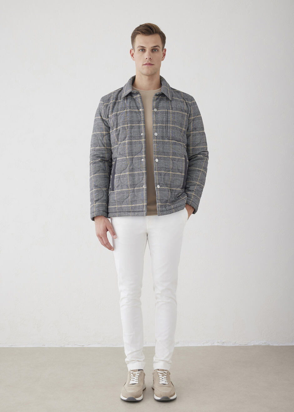 Gray Checkered Quilted Jacket - Boris Becker