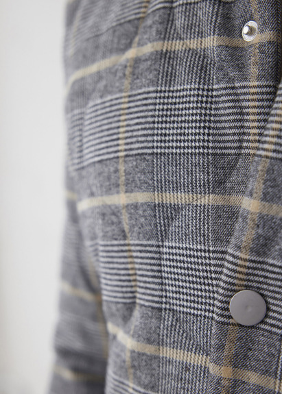 Gray Checkered Quilted Jacket - 3