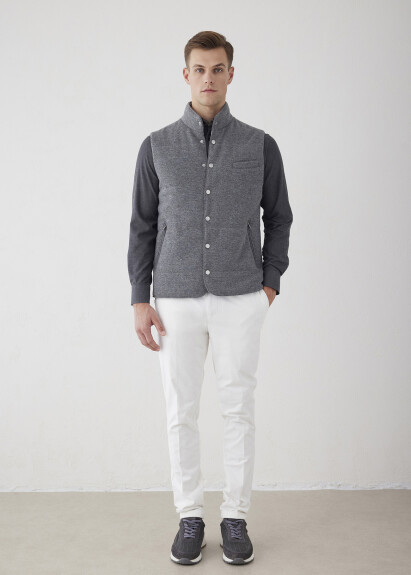 Gray Reversible Wool-Blend Vest - Boris Becker