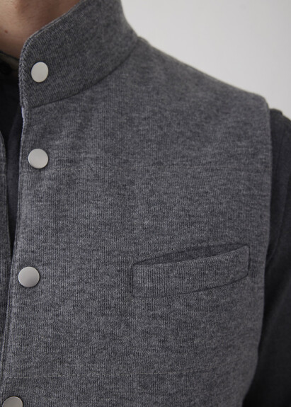 Gray Reversible Wool-Blend Vest - 2