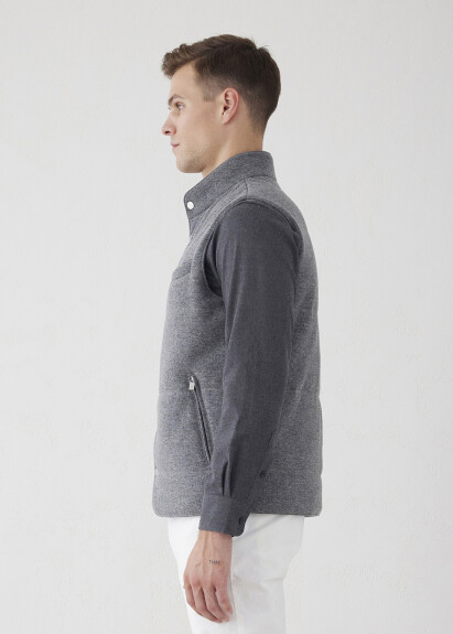 Gray Reversible Wool-Blend Vest - 4