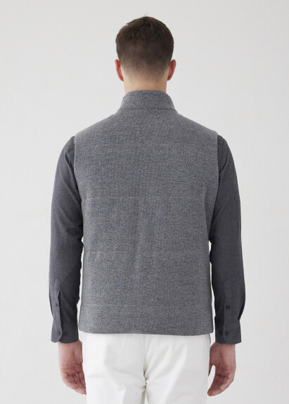 Gray Reversible Wool-Blend Vest - 7