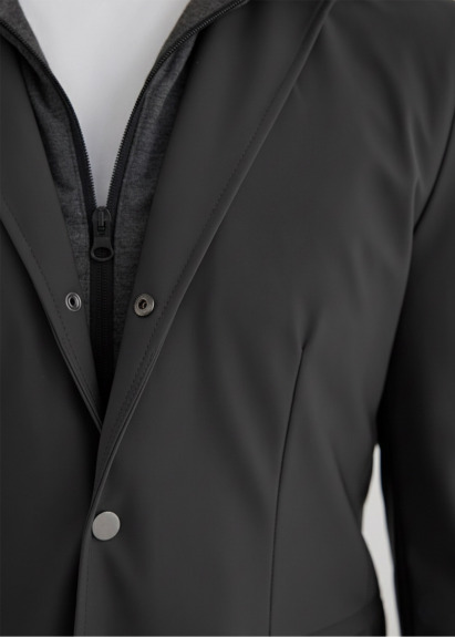 Anthracite Color Hooded Removable Fur-Lined Jacket - 2