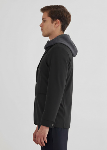 Anthracite Color Hooded Removable Fur-Lined Jacket - 3