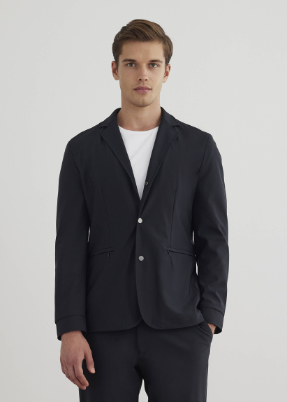 Navy Color Hooded Removable Fur-Lined Jacket - 2