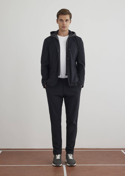 Navy Color Hooded Removable Fur-Lined Jacket - 3