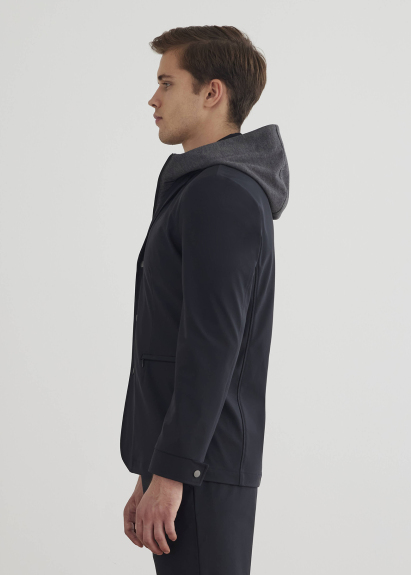 Navy Color Hooded Removable Fur-Lined Jacket - 8