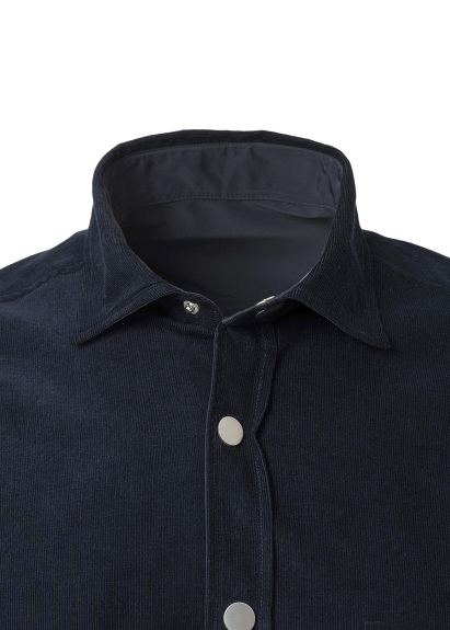 Navy Blue Color Reversible Velvet Outerwear Shirt - 2
