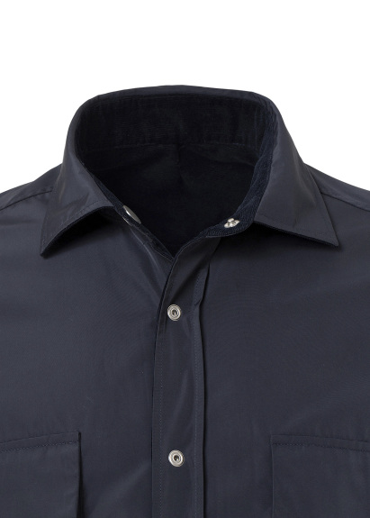 Navy Blue Color Reversible Velvet Outerwear Shirt - 8
