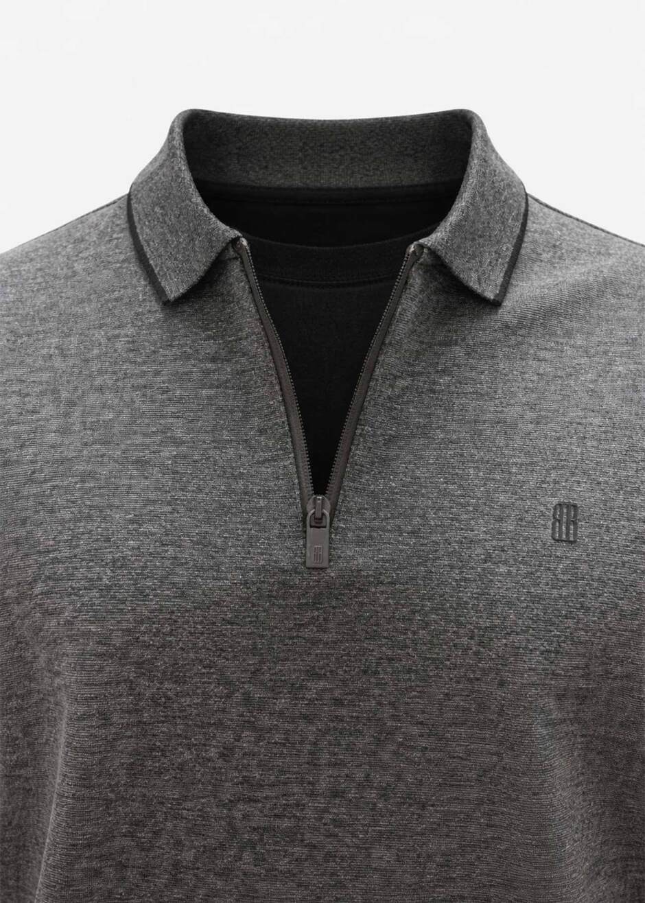 Anthractite Color Knitted Polo Neck Sweater - Boris Becker