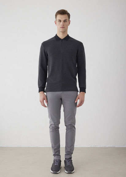 Anthractite Color Knitted Polo Neck Sweater - Boris Becker