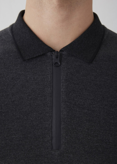 Anthractite Color Knitted Polo Neck Sweater - 2