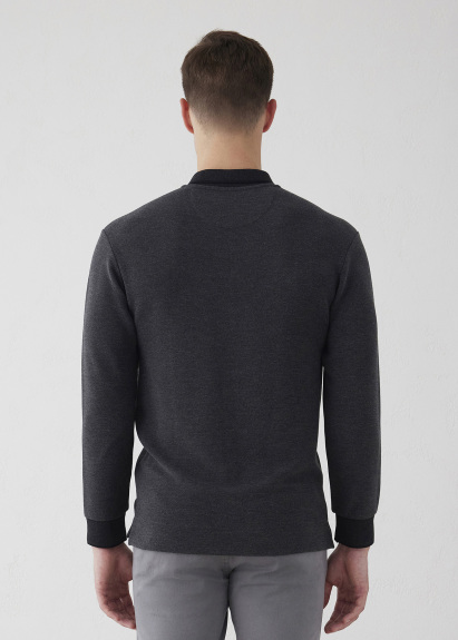 Anthractite Color Knitted Polo Neck Sweater - 6