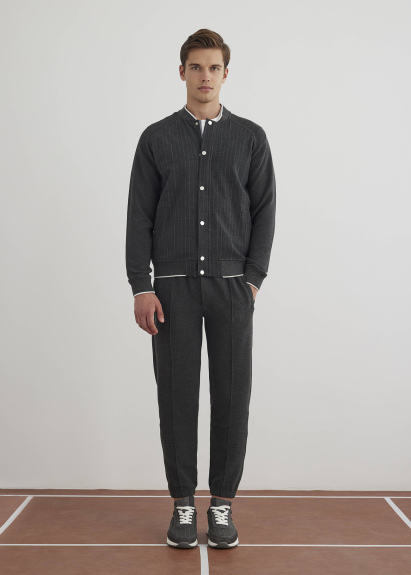 Anthracite Color Zippered Bomber Jacket - Boris Becker