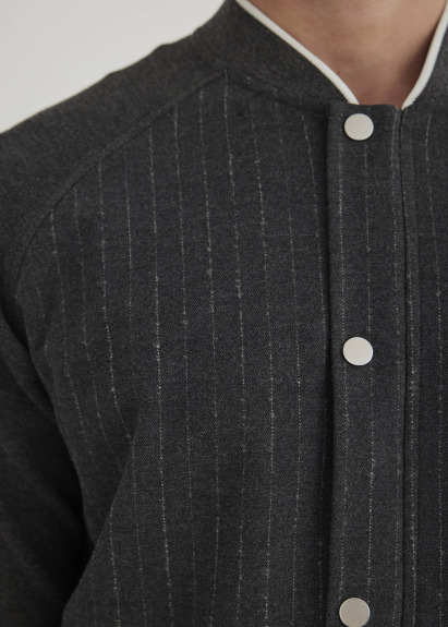 Anthracite Color Zippered Bomber Jacket - 2