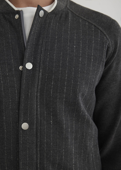 Anthracite Color Zippered Bomber Jacket - 3