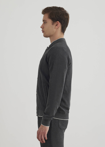 Anthracite Color Zippered Bomber Jacket - 4