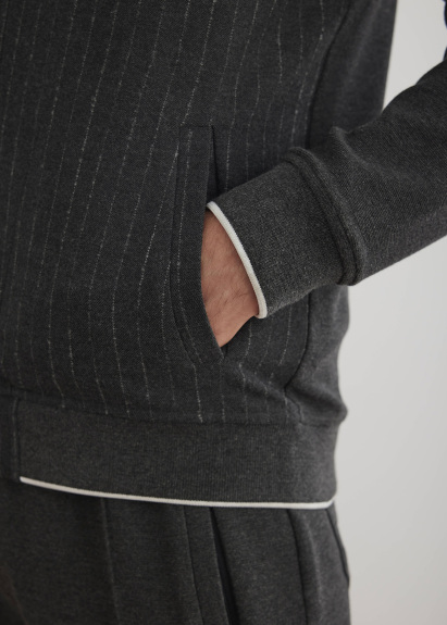 Anthracite Color Zippered Bomber Jacket - 5