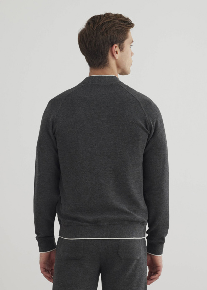 Anthracite Color Zippered Bomber Jacket - 6