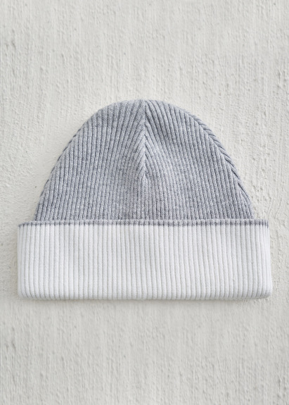 Gray-Off White Reversible Cashmere Beret - Boris Becker