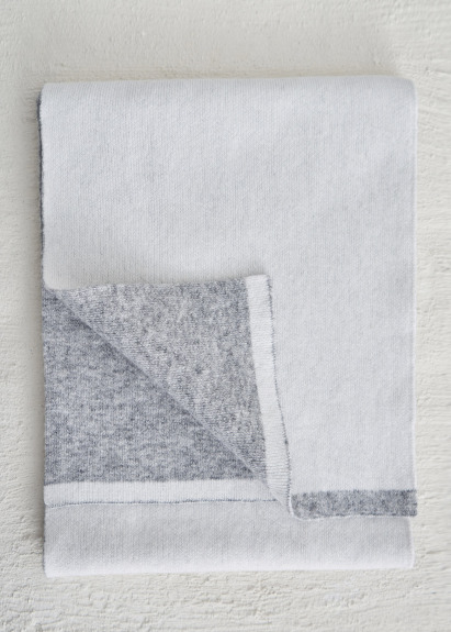 Gray-Off White Reversible Cashmere Scarf - 2