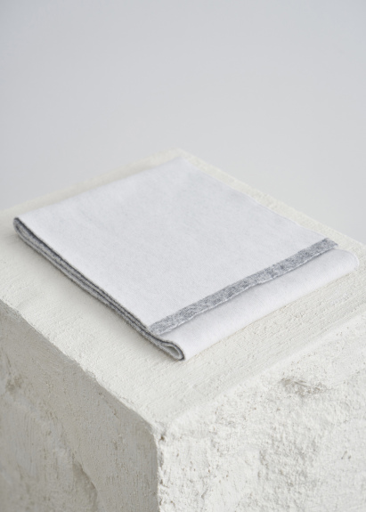 Gray-Off White Reversible Cashmere Scarf - 3