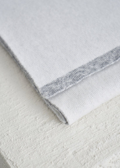 Gray-Off White Reversible Cashmere Scarf - 4