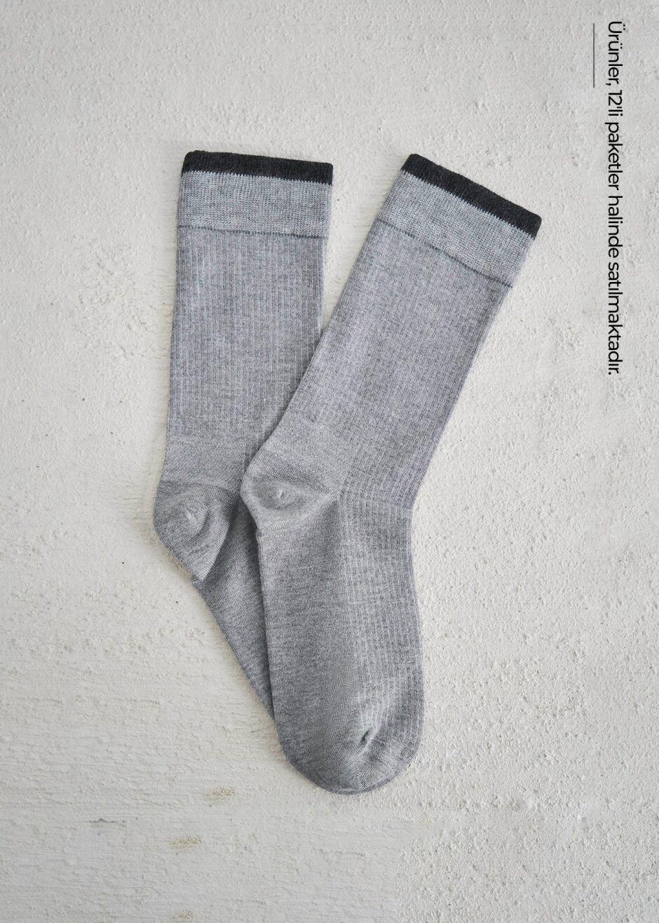 Açık Gri Renk 12'li Bambu Çorap Seti - Boris Becker