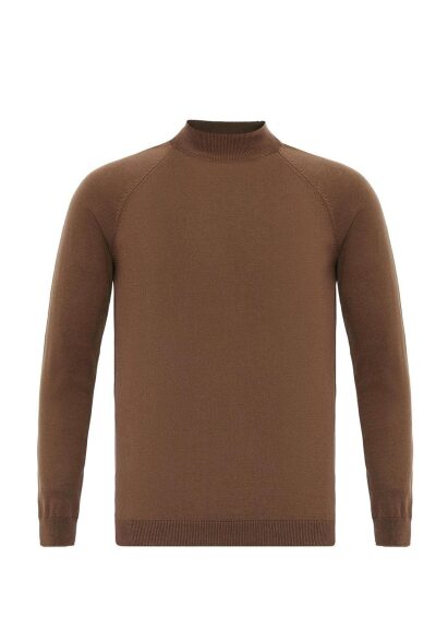 Açık Kahve Renk Yarım Boğazlı Erkek Triko - 3