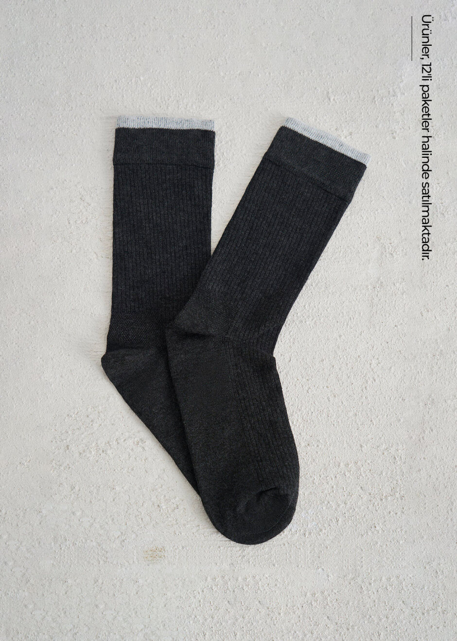 Antrasit Renk 12'li Bambu Çorap Seti - Boris Becker