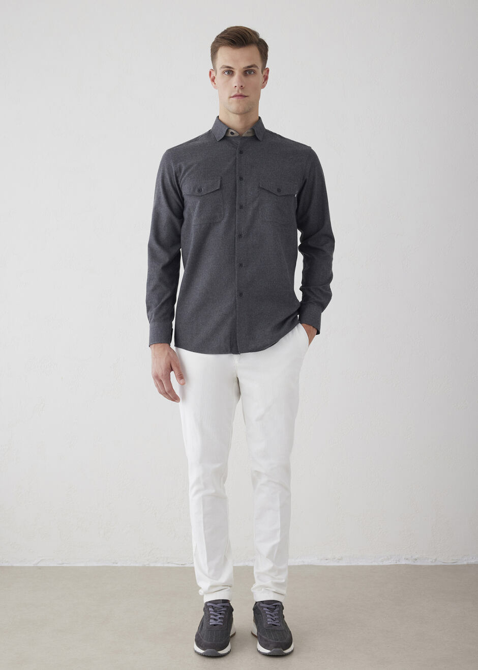 Antrasit Renk Cep Detaylı Gömlek - Boris Becker