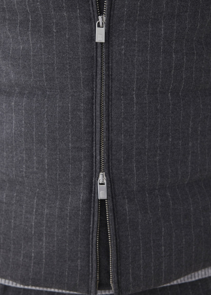 Antrasit Renk Çizgili Çıkarılabilir Kapüşonlu Yelek - 3