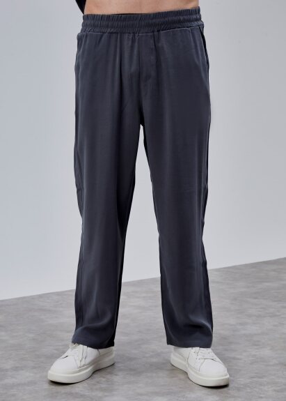 Antrasi̇t Renk Dökümlü Tensel Pantolon - 2