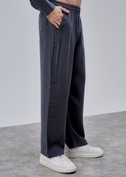 Antrasi̇t Renk Dökümlü Tensel Pantolon - 4