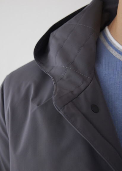 Antrasit Renk Kapüşonlu Yağmurluk - 2