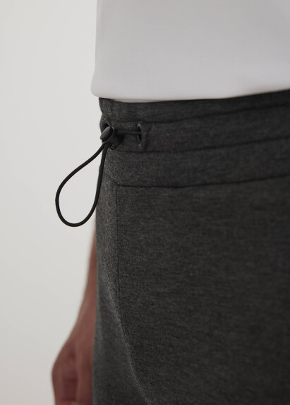 Antrasit Renk Örme Kumaşdan Jogger Pantolon - 2