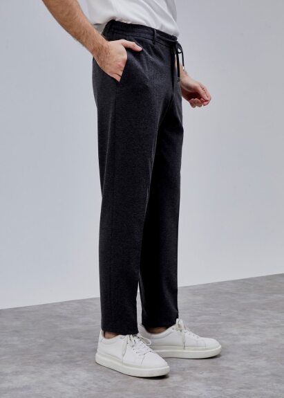 Antrasi̇t Renk Rahat Kesim Örme Jogger Pantolon - 2