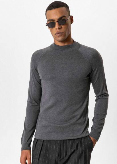 Antrasi̇t Renk Yarım Boğazlı Erkek Triko - Boris Becker