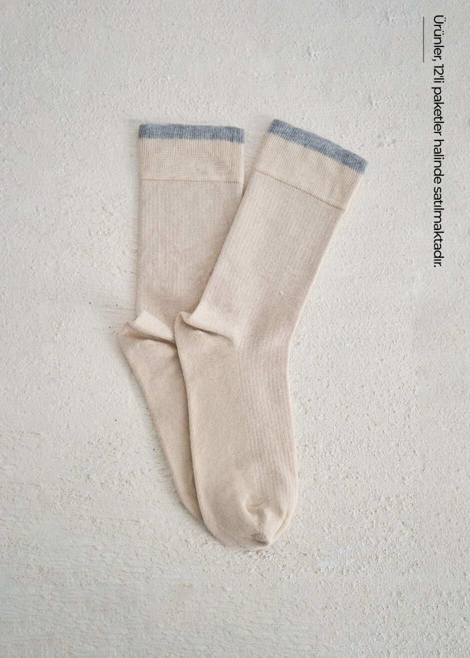 Bej Renk 12'li Bambu Çorap Seti - Boris Becker