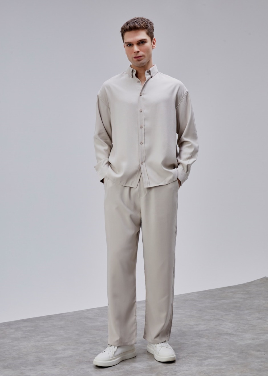 Bej Renk Dökümlü Tensel Pantolon - Boris Becker