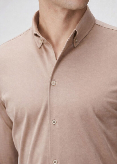 Bej Renk Örme Gömlek - 2