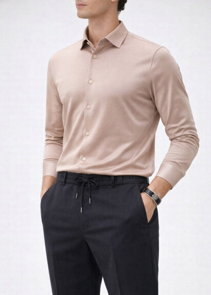 Bej Renk Örme Gömlek - Boris Becker