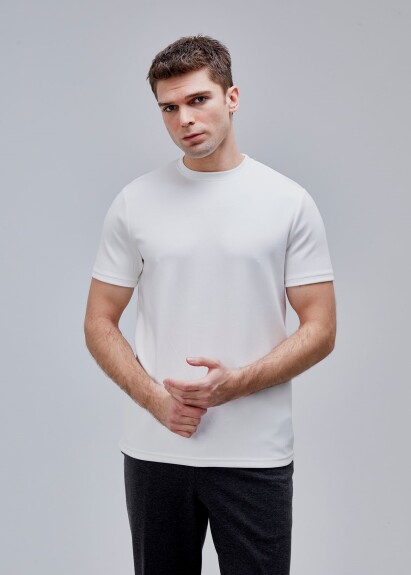 Beyaz Renk Basic Modal Tshirt - Boris Becker