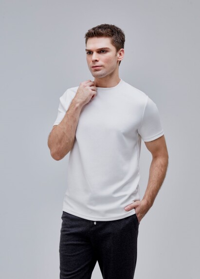 Beyaz Renk Basic Modal Tshirt - 3