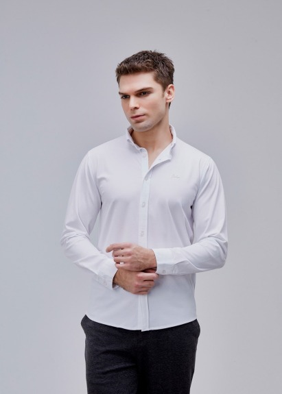 Beyaz Renk Uzun Kol Polyester Gömlek - Boris Becker