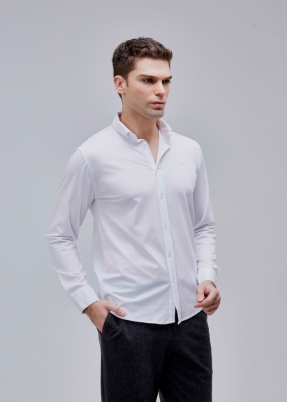 Beyaz Renk Uzun Kol Polyester Gömlek - 2