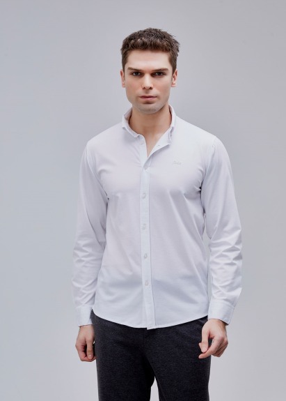 Beyaz Renk Uzun Kol Polyester Gömlek - 3